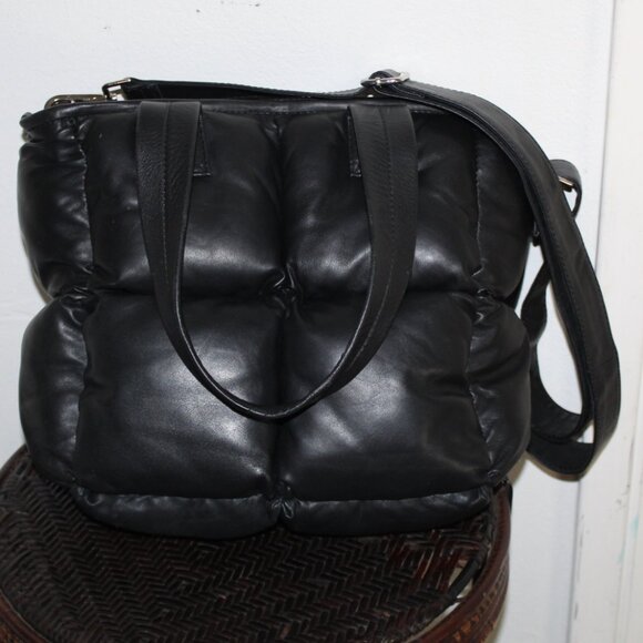 Stylism Denmark brand sheep leather satchel crossbody Made In Italy Puffy Square - Picture 1 of 16